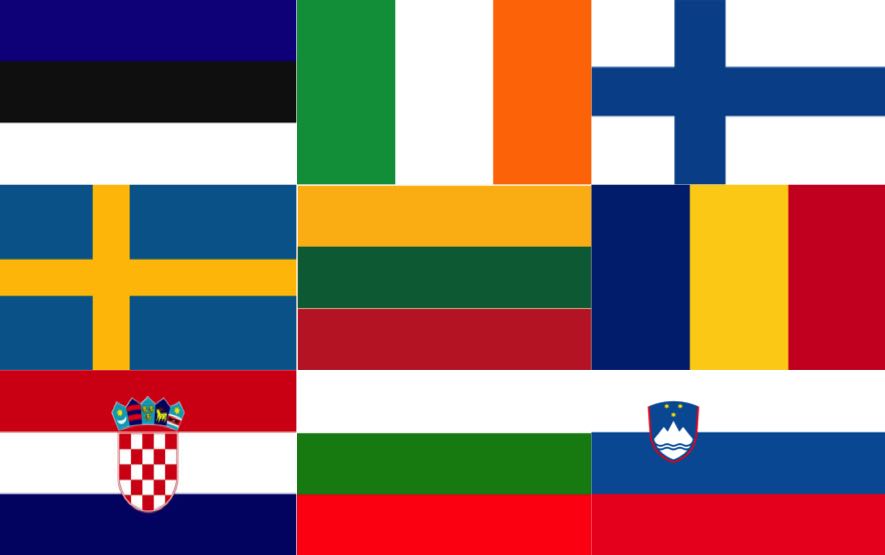 Drapeau Irlande Finlande Roumanie 